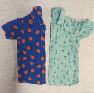 *Set* 2 Hanna Andersson Cotton & Linen Button Up Short Sleeved Strawberry Palms